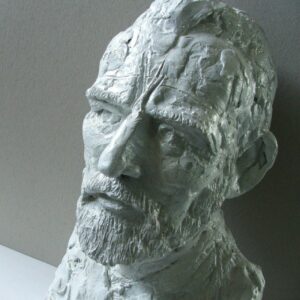 A Vincent Bust, created by the master sculptor Robert C Hitchcock, depicts a man with a beard. Bronze Sculpture by Artist and Master Sculptor Robert C Hitchcock
