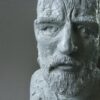A bronze sculpture of a man with a beard, created by artist Robert C Hitchcock, called the Vincent Bust. Bronze Sculpture by Artist and Master Sculptor Robert C Hitchcock
