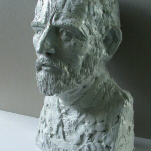 A Vincent Bust of a man with a beard on a shelf, crafted by the master sculptor Robert C Hitchcock. Bronze Sculpture by Artist and Master Sculptor Robert C Hitchcock