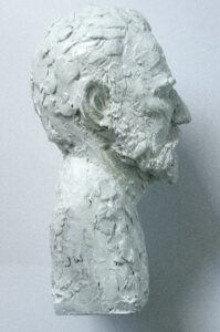 A bronze sculpture of a man with a beard, created by artist and master sculptor Robert C Hitchcock, called the Vincent Bust. Bronze Sculpture by Artist and Master Sculptor Robert C Hitchcock