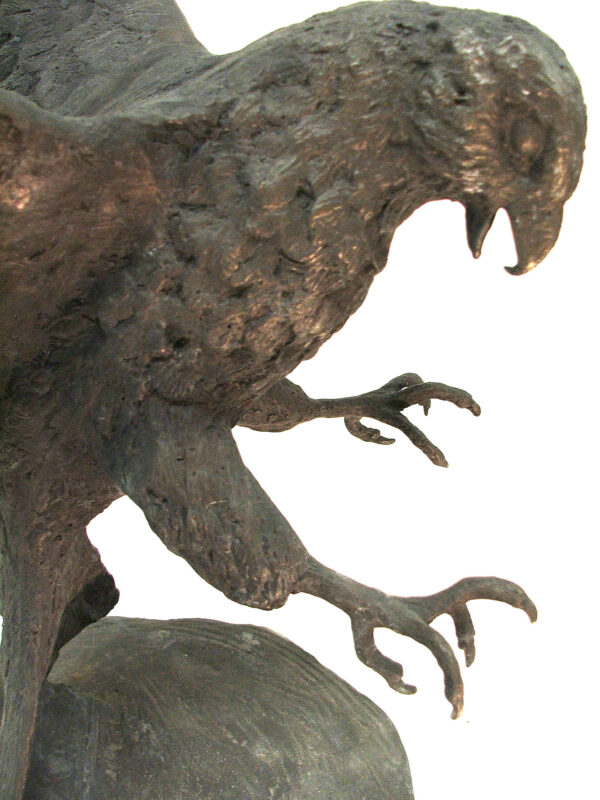 A magnificent bronze Bird of Prey sculpture, created by the renowned artist and master sculptor Robert C Hitchcock. Bronze Sculpture by Artist and Master Sculptor Robert C Hitchcock