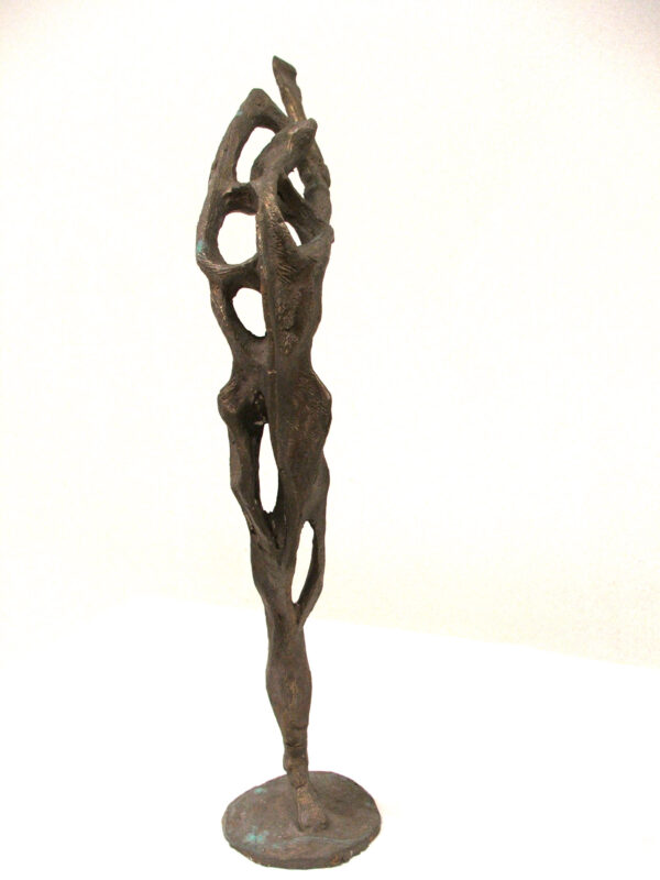 A Bronze Sculpture created by Master Sculptor Robert C Hitchcock, showcasing the Abstract Female on a pedestal. Bronze Sculpture by Artist and Master Sculptor Robert C Hitchcock