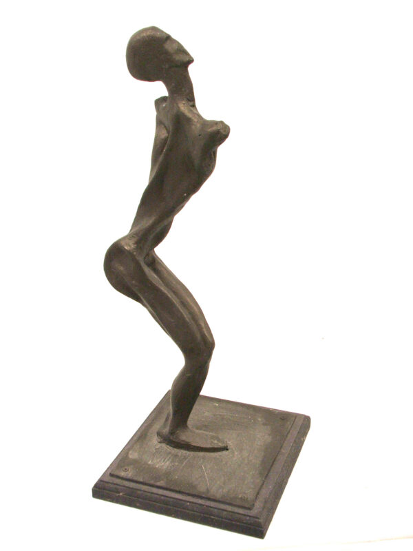 A bronze sculpture of the Abstract Lady in a pose created by master sculptor Robert C Hitchcock. Bronze Sculpture by Artist and Master Sculptor Robert C Hitchcock