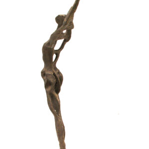An abstract bronze sculpture of Abstract Female on a white background.