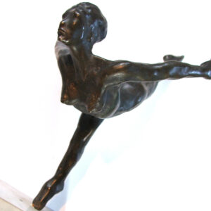 A bronze sculpture of a Ballet Dancer in a pose, crafted by artist Robert C Hitchcock. Bronze Sculpture by Artist and Master Sculptor Robert C Hitchcock