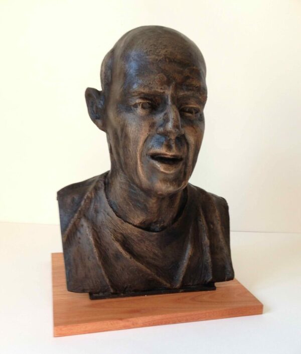 Bronze protrait bust of Australian pianist David Helfgott by sculptor Robert C Hitchcock