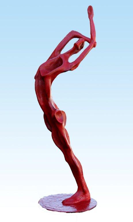 A stunning Red Bather sculpture of a woman in a graceful pose, created by the talented artist and master sculptor Robert C Hitchcock. Bronze Sculpture by Artist and Master Sculptor Robert C Hitchcock